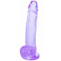 Фото Lola Toys, Россия Прозрачный фаллос с мошонкой Intergalactic Rocket Purple 19 см