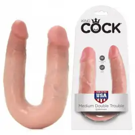 Двойной фаллоимитатор King Cock U-Shaped Medium Double Trouble Flesh