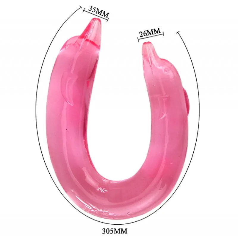 Изображение Baile, Китай Двухголовый фаллоимитатор Double Dolphin розовый