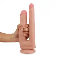 Изображение Lovetoy, Китай Двойной фаллоимитатор с присоской Skinlike Double Penetration Soft Cock 25 см