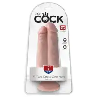 Изображение PipeDream, США Двойной фаллос на присоске King Cock Two Cocks One Hole Light 20 см