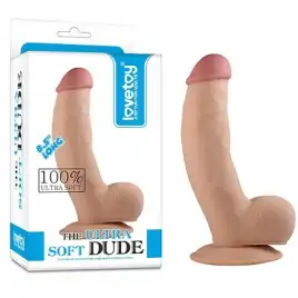 Изогнутый реалистичный фаллос на присоске The Ultra Soft Dude 20 см