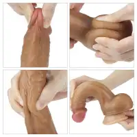Изображение Lovetoy, Китай Фаллоимитатор на присоске с мошонкой мулат Dual-Layered Silicone Dildo 22 см