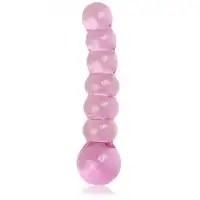 Изображение Lovetoy, Китай Розовый рельефный фаллоимитатор из стекла Glass Romance 16 см