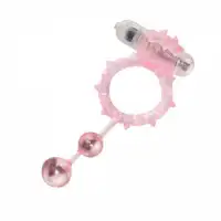 Фото  Виброкольцо с 2 утяжеляющими шариками розовое Ball Banger Cock Ring