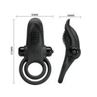 Фото Pretty Love, Китай Двойное эрекционное виброкольцо Pretty Love Vibrant Penis Ring с язычком черное