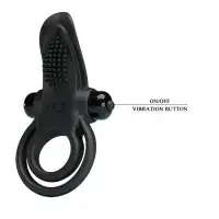 Фото Pretty Love, Китай Двойное эрекционное виброкольцо Pretty Love Vibrant Penis Ring с язычком черное