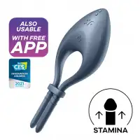 Фото Satisfyer, Германия Эрекционное смарт-кольцо Satisfyer Bullseye серое