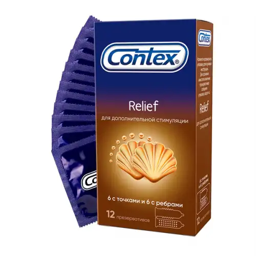 Изображение Contex, Россия Презервативы Contex №12 Relief с ребрами и точками