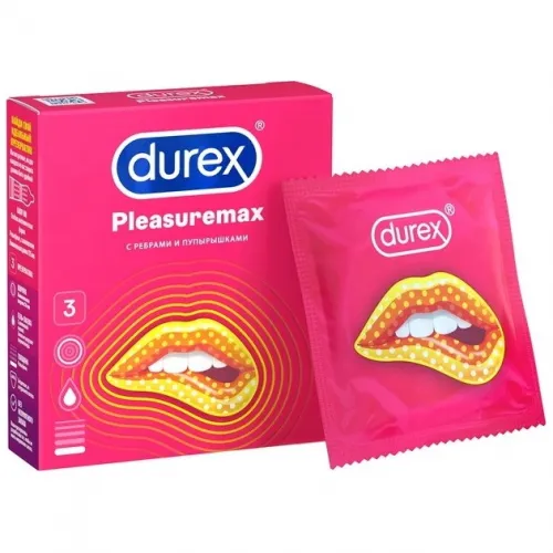 Фото Durex, Китай Презервативы Durex №3 Pleasuremax с ребрами и пупырышками для стимуляции обоих партнеров