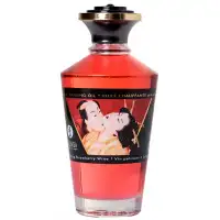Изображение Shunga, Канада Разогревающее массажное масло Shunga Sparkling Strawberry Wine c ароматом клубники и шампанского 100 мл