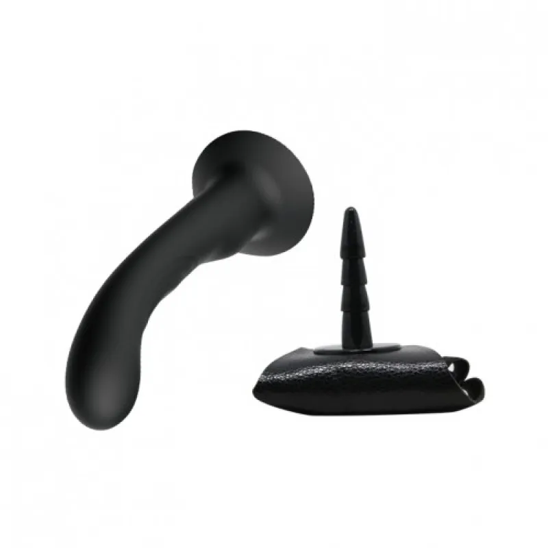 Фото Baile, Китай Изогнутый страпон черного цвета на трусиках Passionate Harness 16 см