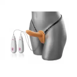 Страпон двойной Strap-on Duo телесный 17 см и 10 см