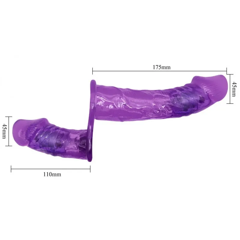 Изображение Baile, Китай Двойной страпон с вибрацией Ultra Passionate Harness Violet 18 см и 11 см
