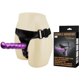 Страпон на штырьке с вагинальной втулкой фиолетовый 18 см и 13 см