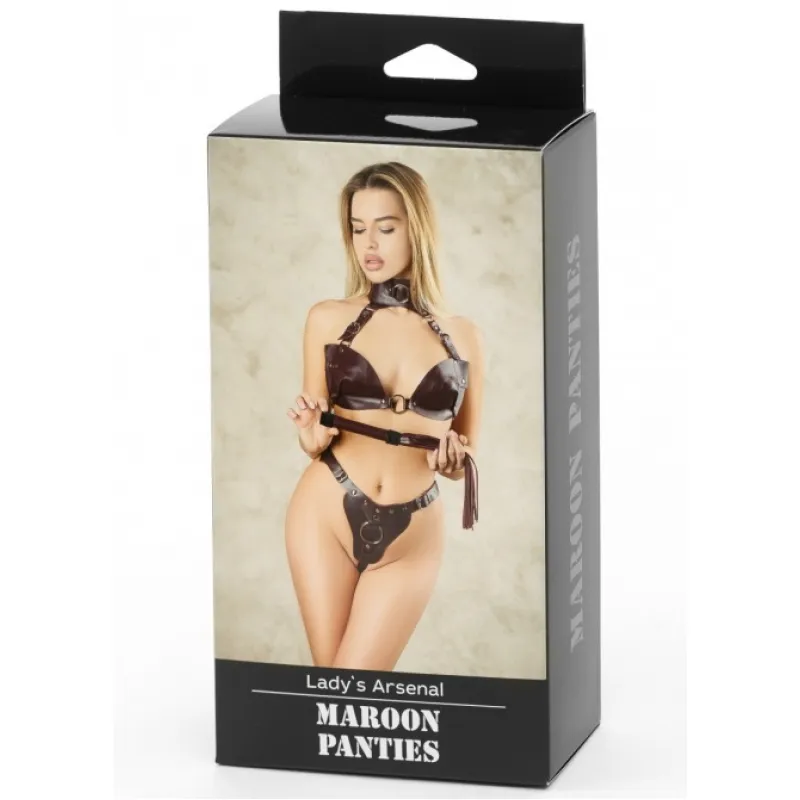Фото БДСМ Арсенал, Россия Регулируемые кожаные трусики бордо
