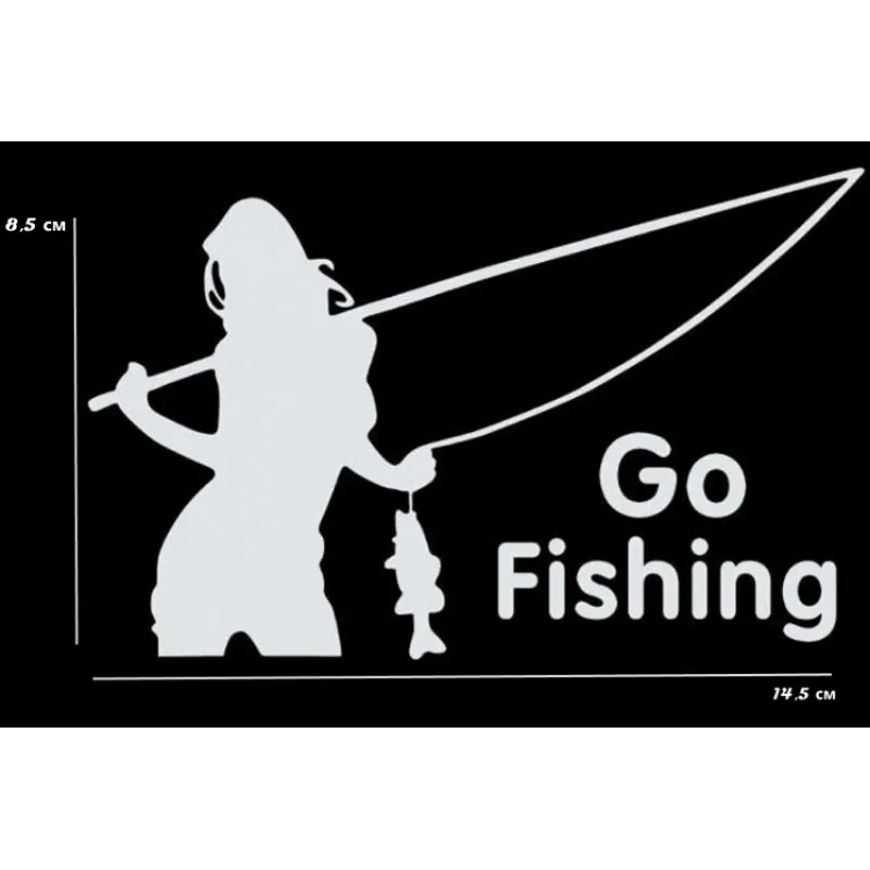 Изображение  Виниловая наклейка на авто белая Go Fishing
