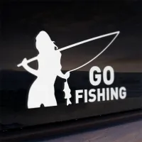 Изображение  Виниловая наклейка на авто белая Go Fishing