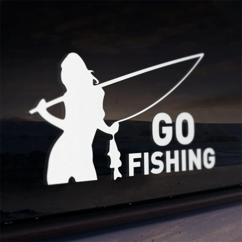 Изображение  Виниловая наклейка на авто белая Go Fishing