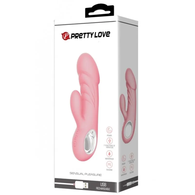 Изображение Pretty Love, Китай Перезаряжаемый розовый вибратор с клиторальным стимулятором Pretty Love Ansel