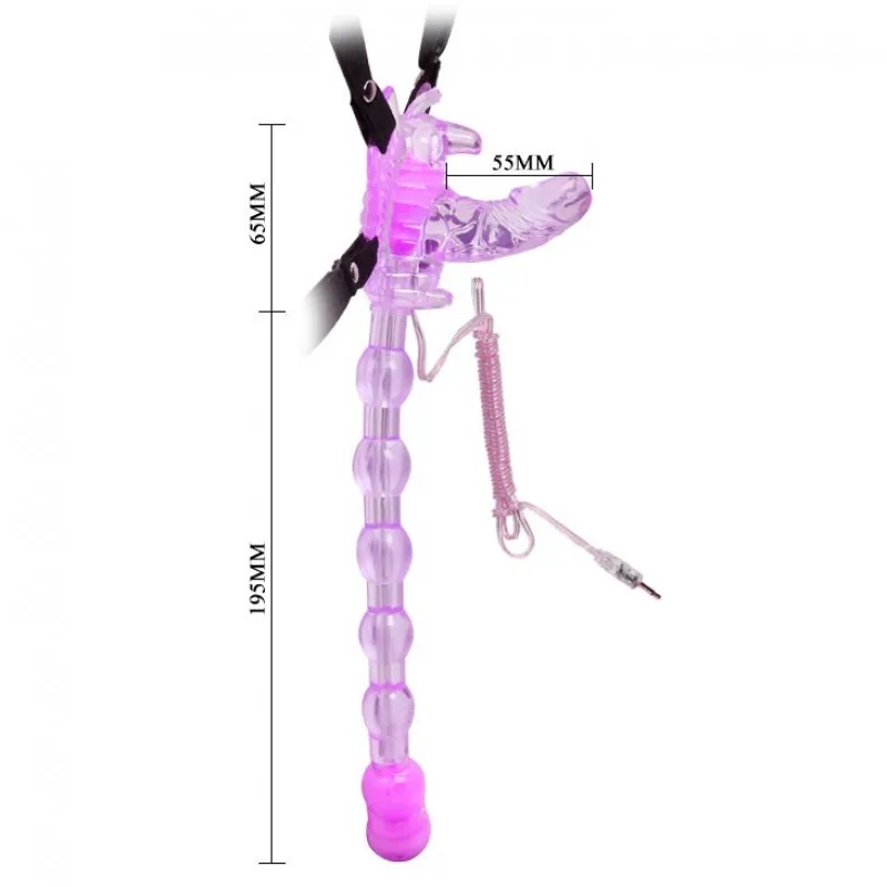 Изображение Baile, Китай Вибробабочка с отростком и анальным вибромассажером фиолетовая