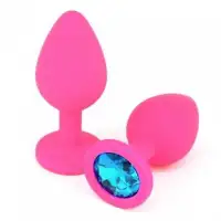 Изображение KISSEXPO Розовая силиконовая пробка с голубым кристаллом S