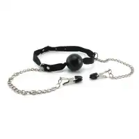 Фото PipeDream, США Кляп FF Ball Gag and Nipple Clamp