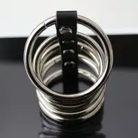 Изображение KISSEXPO Пять эрекционных кольца из стали на кожаном ремешке