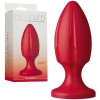Изображение  Красная анальная пробка The Rocket с продольными канавками