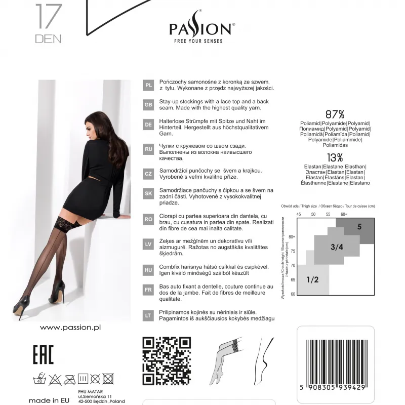 Изображение Passion, Польша Чулки ST022 красные на силиконе размер 3/4