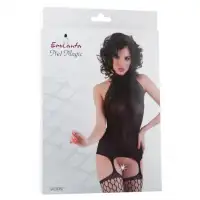 Изображение  Черный топ и чулки в сетку S/L