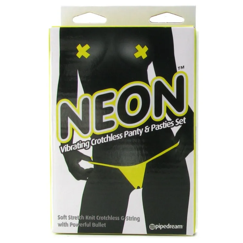 Фото  Трусики с вырезом с вибропулей и пэстисы Neon Yellow