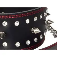 Изображение KISSEXPO Ошейник с шипами и поводком цепочкой