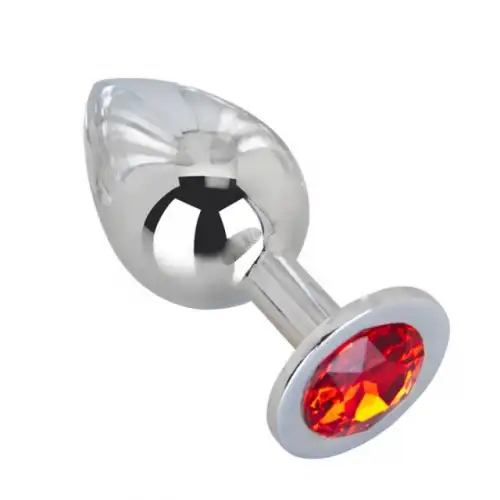 Фото  Большой плаг из стали с кристаллом Red Flame