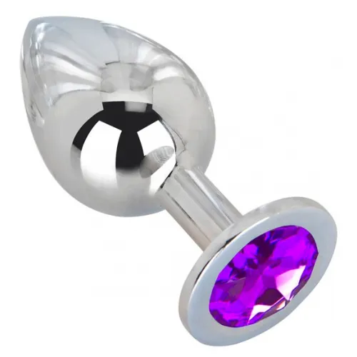 Изображение  Большой плаг из стали с кристаллом Violet Dream