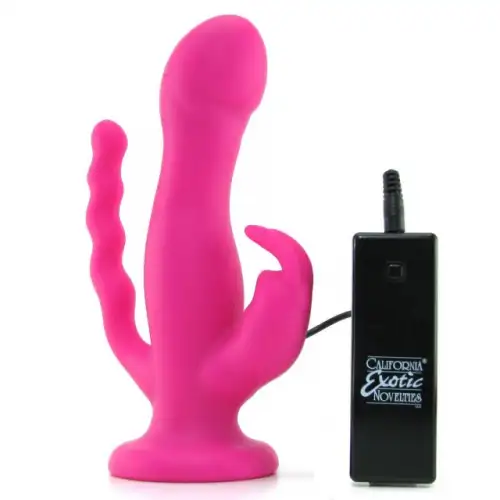 Изображение California Exotic Novelties, США Насадка к трусикам 10-Function Love Rider Triple Riders Pink