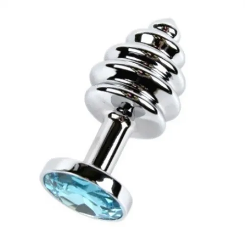 Изображение HSY, Китай Анальная рельефная пробка Small Silver голубая