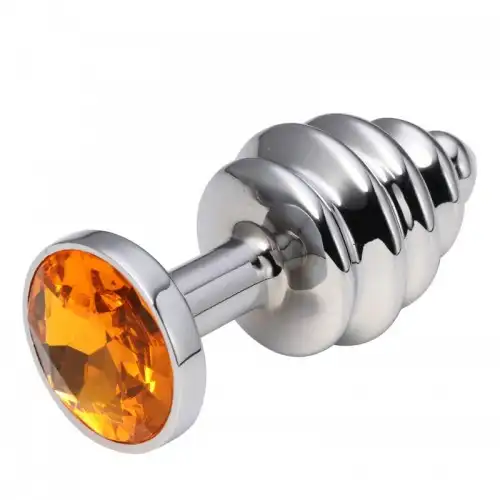 Фото HSY, Китай Анальная рельефная пробка Small Silver оранжевая