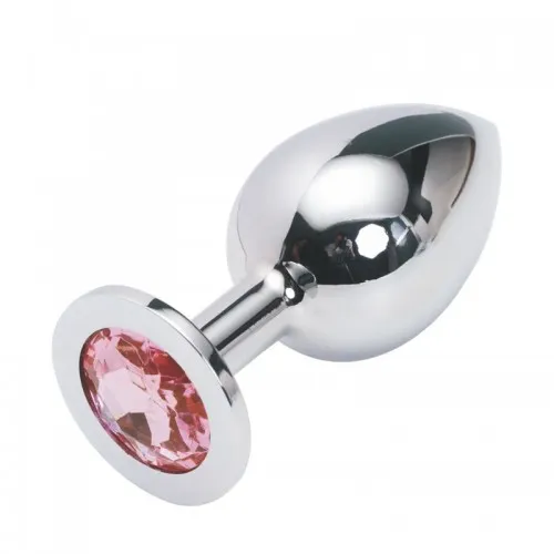 Фото HSY, Китай Большая анальная пробка Anal Jewelry Plug Silver Pink L