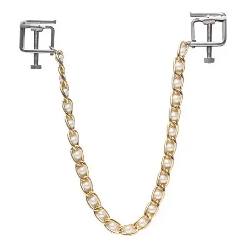 Фото HSY, Китай Квадратные зажимы с цепочкой Gold and White