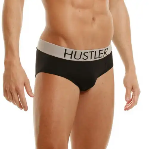 Изображение Hustler-lingerie Черные мужские брифы Hustler на широкой резинке из микрофибры L