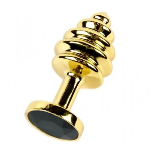Фото KISSEXPO Анальная рельефная пробка Small Gold чёрный