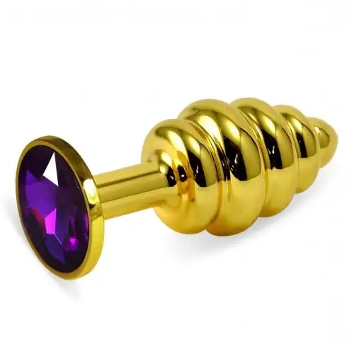Изображение Lovetoy, Китай Анальная пробка Gold Small Plug рифленая фиолетовая