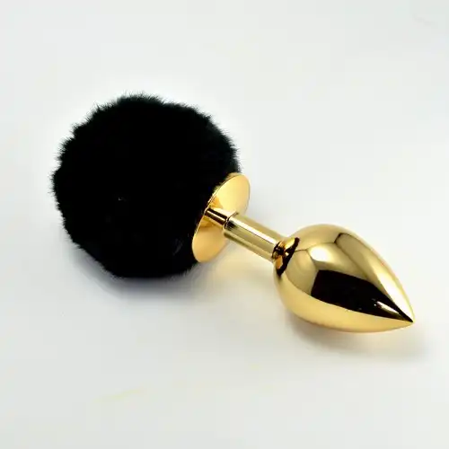 Фото Lovetoy, Китай Анальная пробка с черным хвостом Small Gold Plug