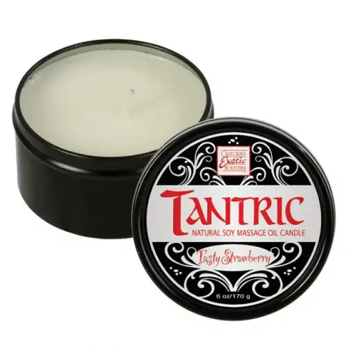 Изображение  Массажная свеча с феромонами аромат клубники Tantric Tasty Strawberry 170 гр.