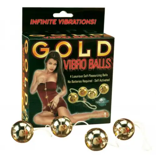 Изображение PipeDream, США Четыре вагинальных шарика с вибрацией Gold Vibro Balls Set