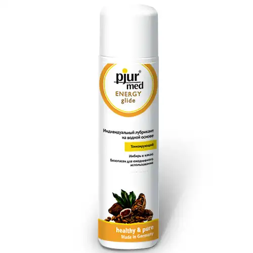 Фото  Тонизирующий натуральный лубрикант с имбирем и какао Pjur med Energy glide 100 ml