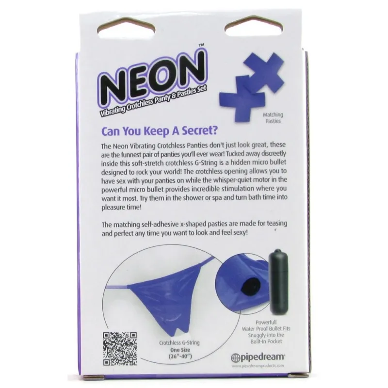 Фото  Трусики с вырезом с вибропулей и пэстисы Neon Purple