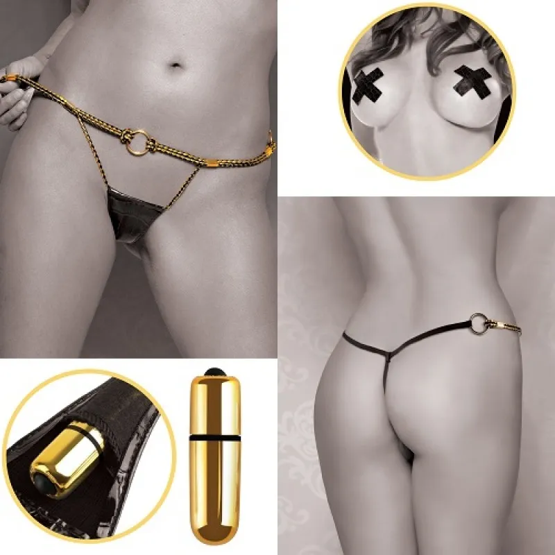 Фото PipeDream, США Вибротрусики FF Gold Vibrating Micro G-String Set
