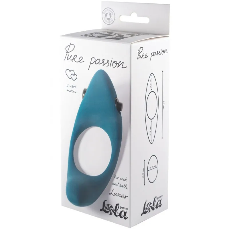 Изображение Lola Toys, Россия Эрекционное кольцо с двойной вибростимуляцией Pure Passion Lunar Green